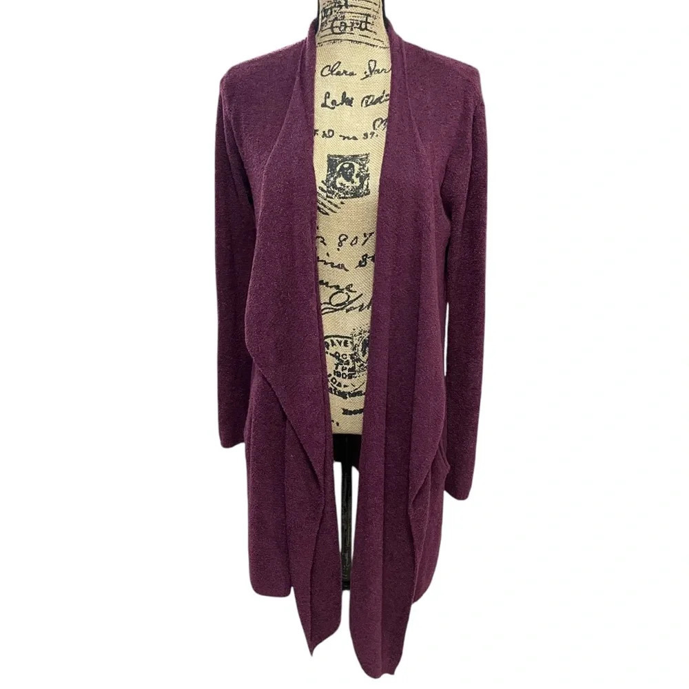 Barefoot Dreams CozyChic Lite Island Wrap Cardigan Sweater Berry Wine Size S/M